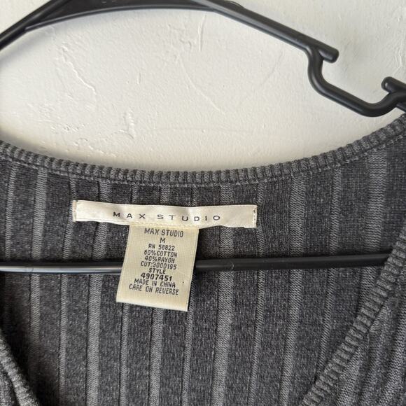 Max‎ Studio Sweater Dress Y2k Medium Gray Black Textured Knit Pleated Tunic Twee - Picture 4 of 9